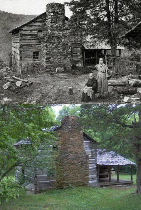 The Walker sisters at home in Sevier County, Tennessee, c.1962 ~ Margaret Jane (seated) & Louisa Susan.